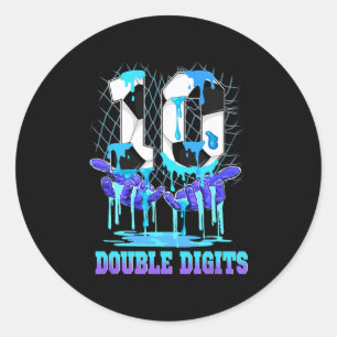 10 Double Digits 10th Birthday Boy Soccer Ice Drip Classic Round Sticker