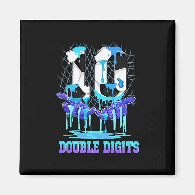 10 Double Digits 10th Birthday Boy Soccer Ice Drip Magnet (Front)