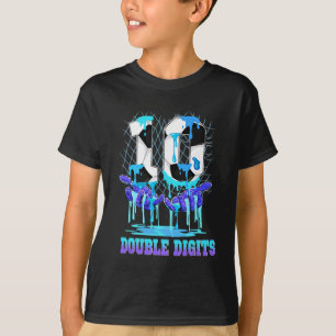 10 Double Digits 10th Birthday Boy Soccer Ice Drip T-Shirt