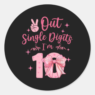 10 Double Digits 10th Birthday Coquette 10 Year Ol Classic Round Sticker