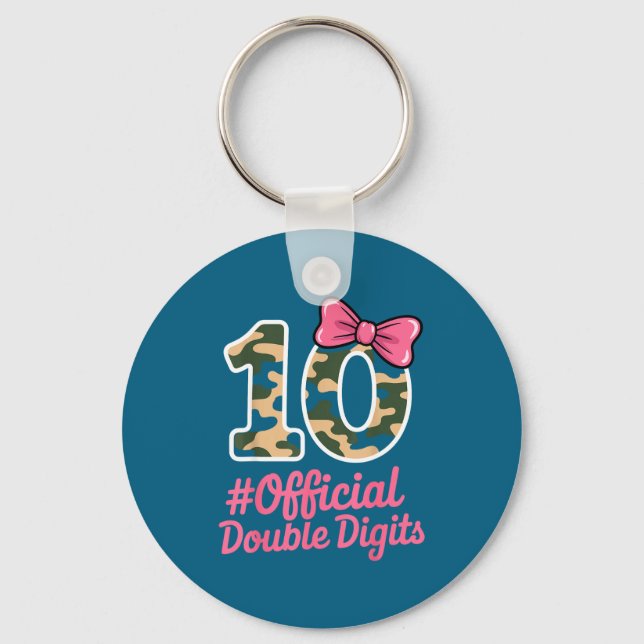 10 Double Digits Camo Pink Illustration Key Ring (Front)