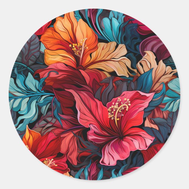 #10 Floral Pattern Classic Round Sticker (Front)