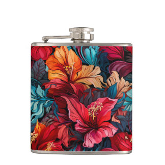 #10 Floral Pattern Hip Flask