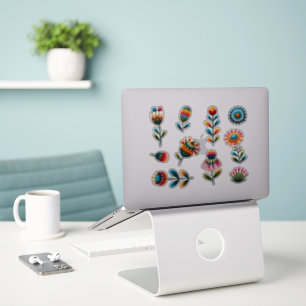 10 Folk Art Flowers Transparent Sticker