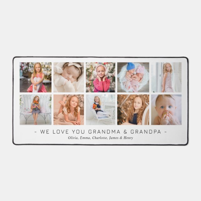 10 Grandchildren Photo Collage Personalised Gift Desk Mat (Front)