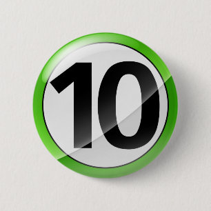 10 green 6 cm round badge