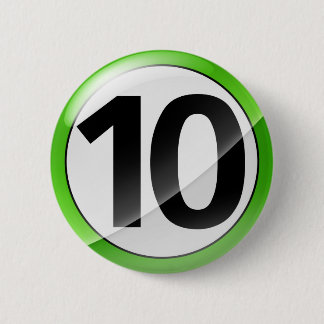 10 green 6 cm round badge