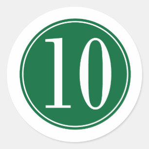 #10 Green Circle Classic Round Sticker