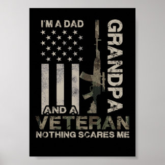 10 I'm A Dad Grandpa Veteran Distressed Gift Poster
