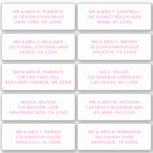 10 Individual Guest Name Address Party Wedding