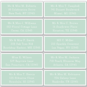 10 Individual Guest Name Address Party Wedding