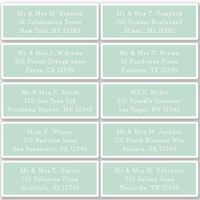 10 Individual Guest Name Address Party Wedding (Front)