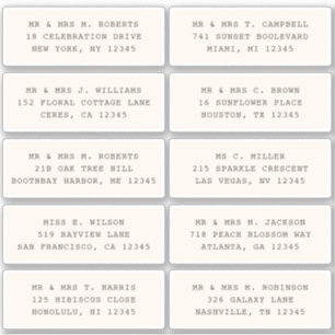 10 Individual Guest Name Address Party Wedding