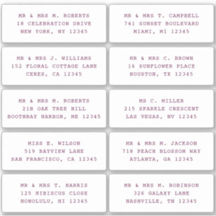 10 Individual Guest Name Address Party Wedding
