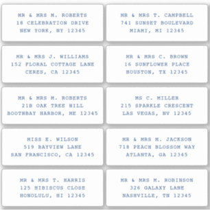 10 Individual Guest Name Address Party Wedding