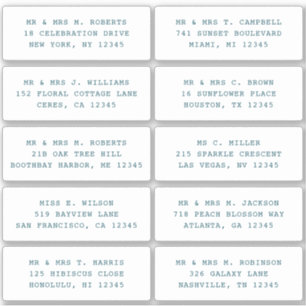 10 Individual Guest Name Address Party Wedding