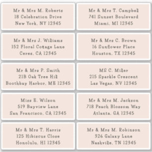 10 Individual Guest Name Address Party Wedding