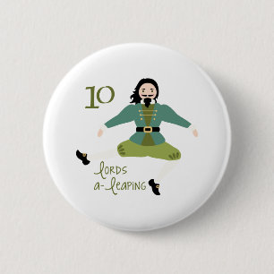 10 Lords A-Leaping 6 Cm Round Badge