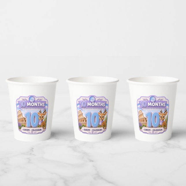 10 Months Baby Milestone Explorer Paper Cups (Multi)