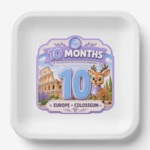 10 Months Baby Milestone Explorer Paper Plate