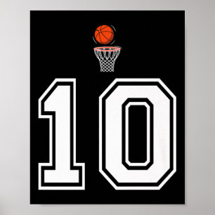 10 Number Basketball Style Vintage White Premium  Poster