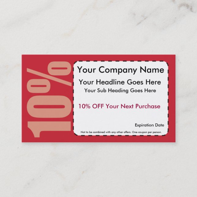 10% Off Coupon (Front)