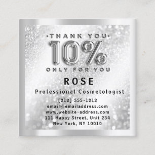 10% Off Discount Logo Hair Makeup Glitter Silver Appointment Card