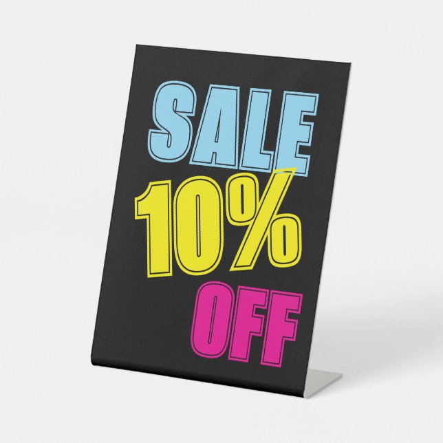 10% Off Sale Sign, Tabletop Counter Signage, Store Pedestal Sign (Front)