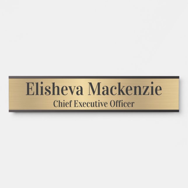 10" Office Door Sign Signs  Name Plate Faux Gold (Front)