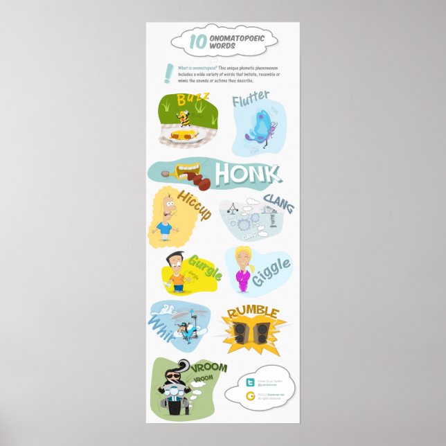 10 Onomatopoeic Words for Poetry and Everyday Writ Poster (Front)