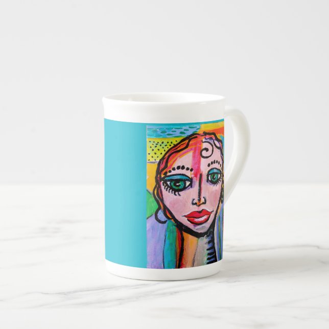 10 oz Colourful Porcelain mug. Bone China Mug (Front Right)