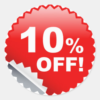 10 PERCENT OFF RETAIL LABEL