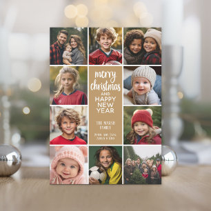 10 Photo Border - Merry Christmas HNY Simple Holiday Card