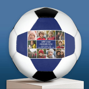 10 Photo Border with Text Centre - blue white Soccer Ball