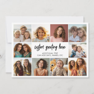 10 Photo Border with Text Centre - white black Holiday Card