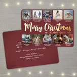 10 Photo Burgundy Merry Christmas Modern Collage<br><div class="desc">Send stylish joyful greetings and share 10 of your favourite pictures with a custom photo collage burgundy and gold foil holiday card. All text on this template is simple to personalise to include any wording, such as Merry Christmas, Happy Holidays, Seasons Greetings, New Year Cheers etc. (IMAGE PLACEMENT TIP: An...</div>
