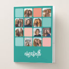 10 Photo Collage Aqua Coral Script Name