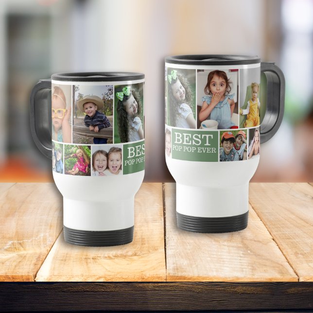10 Photo Collage Best Pop Pop Ever Green Grandpa Travel Mug (10 Photo Collage Best Pop Pop Ever Green Grandpa Travel Mug
)