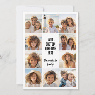 10 Photo Collage Border - Centre Text Blocks Holiday Card