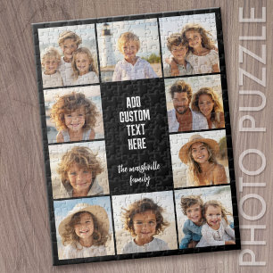 10 Photo Collage Border - Centre Text Blocks Jigsaw Puzzle