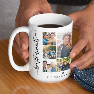 10 photo collage family name personalised Two-Tone coffee mug