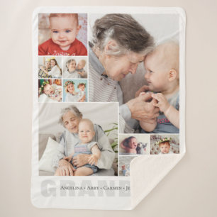 10-Photo Collage Grandma Gift Sherpa Blanket
