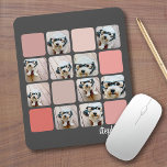 10 Photo Collage Grey Blush Pink Coral Script Name Mouse Pad<br><div class="desc">Use your square cropped photos for the best results! A photo collage with extra colour blocks. This modern stacked grid photo collage includes a rustic, modern font for your name or other text. The corners of your photos are rounded for a softer take on the square photo collage. TO CHANGE...</div>