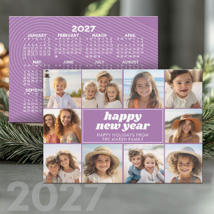 10 Photo Collage - Happy New Year 2027 Calendar Holiday Card