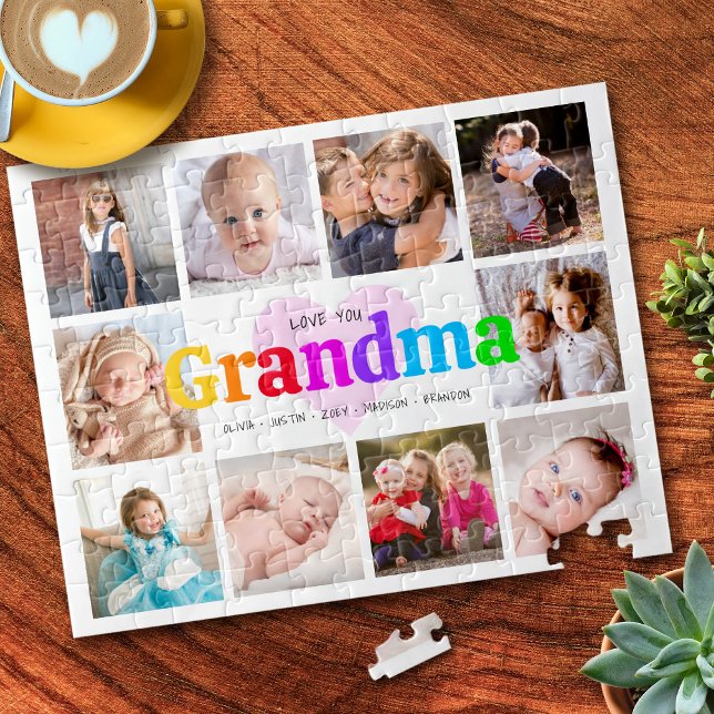 10 Photo Collage Love You Grandma Colourful Modern Jigsaw Puzzle (Creator Uploaded)