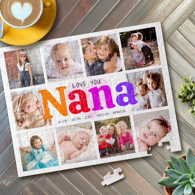 10 Photo Collage Love You Nana Bold Multicolored Jigsaw Puzzle (Creator Uploaded)