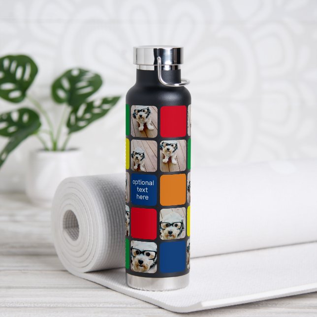 10 photo collage modern cube red blue green yellow water bottle (Yoga)