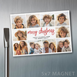 10 Photo Collage - Modern Merry Christmas Magnet