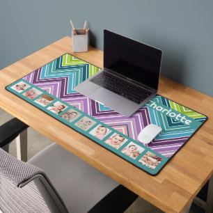 10 Photo Colourful ZigZag Personalised Desk Mat