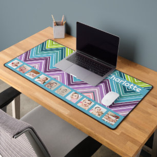 10 Photo Colourful ZigZag Personalised Desk Mat